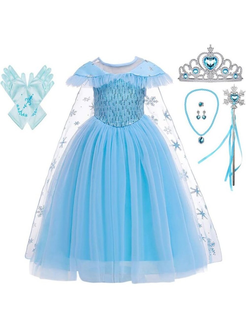 Ice Princess Costume for Girls - Sparkly Blue Dress, Perfect for Dress-Up
